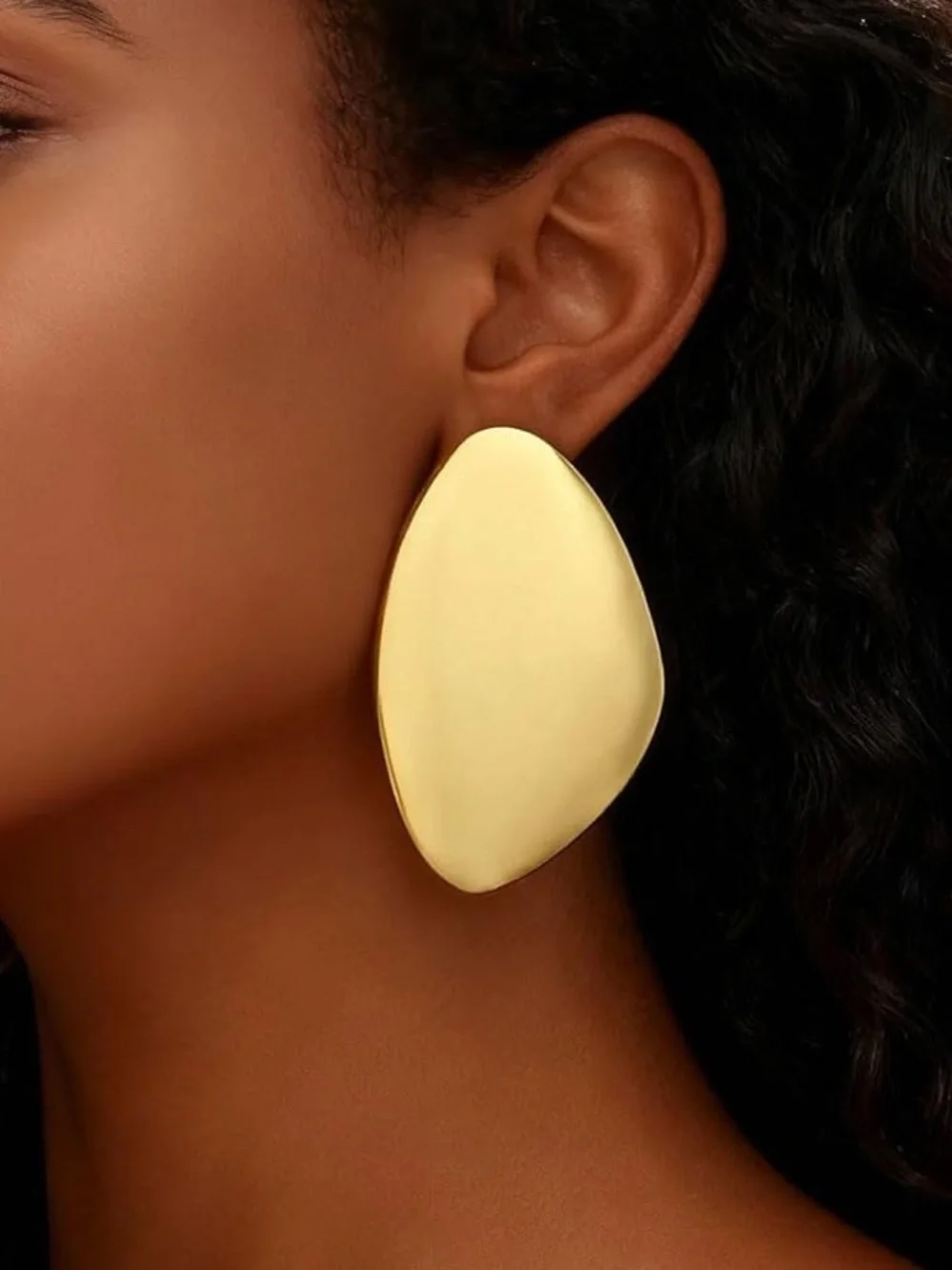 Gold color Organic-Shaped Statement Earrings -